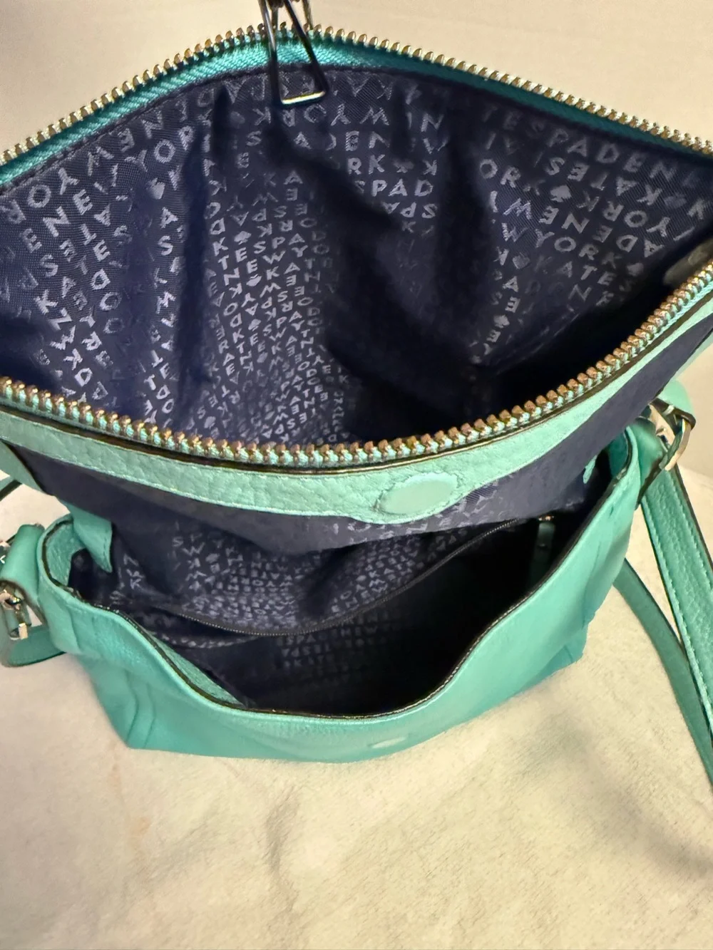 Kate Spade Highland Place Mini Maria Teal Leather Crossbody Bag